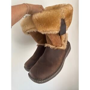 Born Shearling Fold-Over Leather Boots - Brown US 12